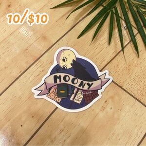 Moony Wolf Sticker – Magical Bookish Vinyl Decal Night Reader Aesthetic Sticker